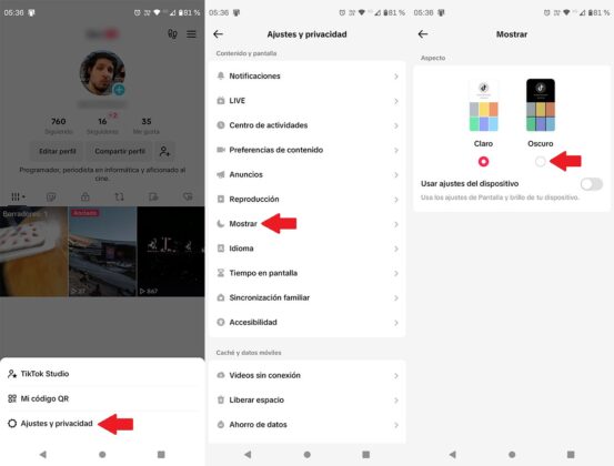 C Mo Activar El Modo Oscuro De Tiktok En Android