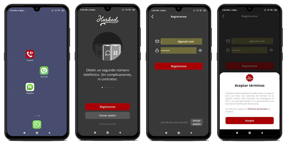 Cómo crear un número en Hushed para WhatsApp