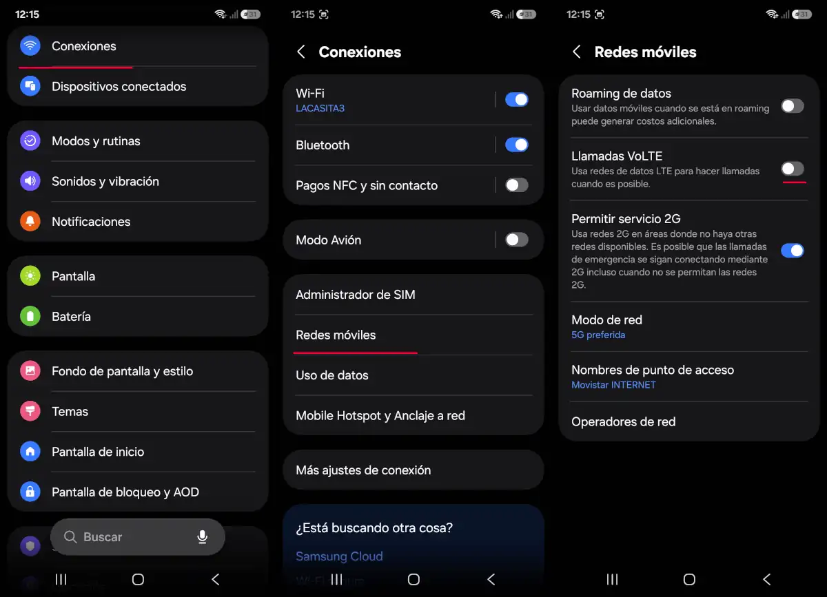 Activa la función VoLTE.