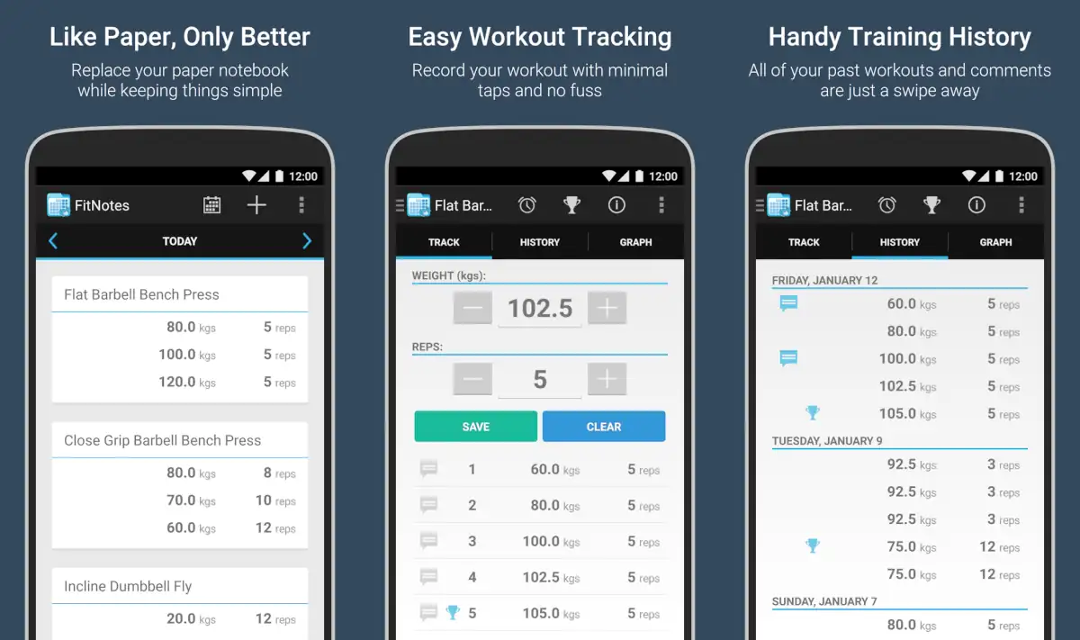 FitNotes - apps para registrar entrenamientos.