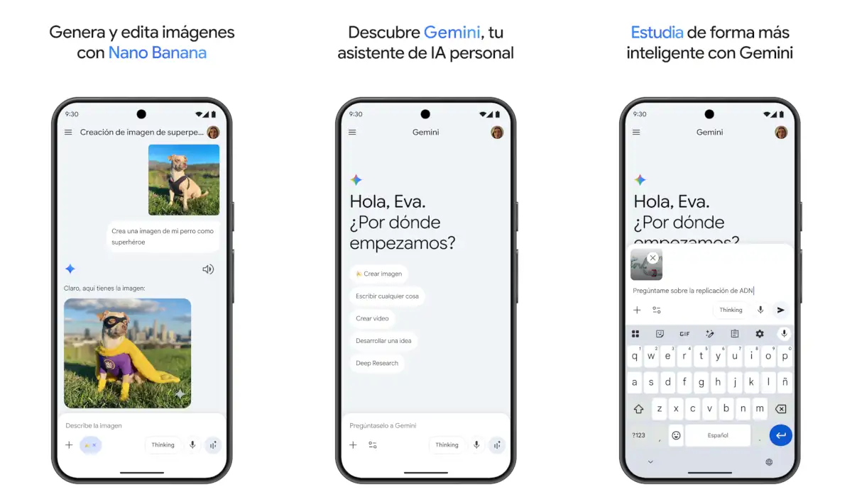 Nano Banana de Gemini - IA generativa para Android.