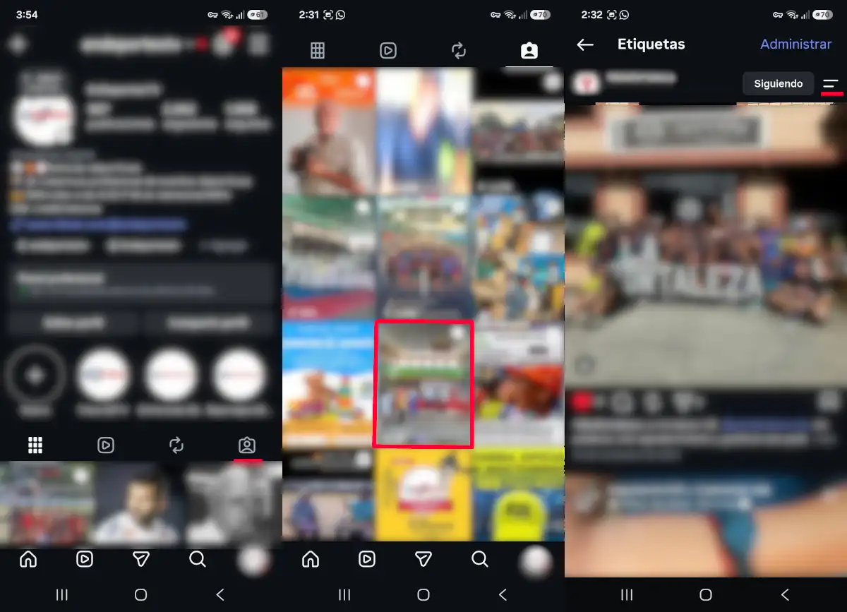 Pasos para añadir las fotos en las que te etiquetan a tu perfil de Instagram - parte 1.