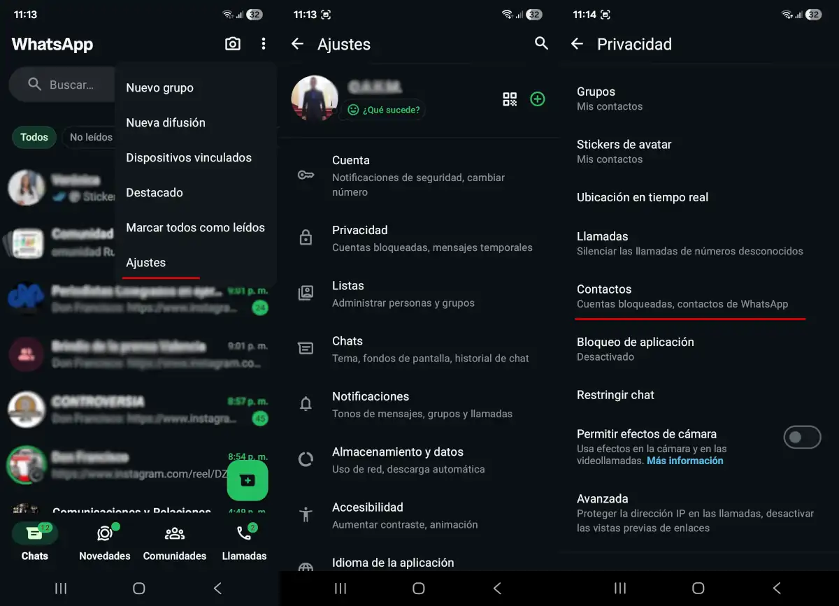 Soluciona el fallo de los Contactos de WhatsApp - parte 1.