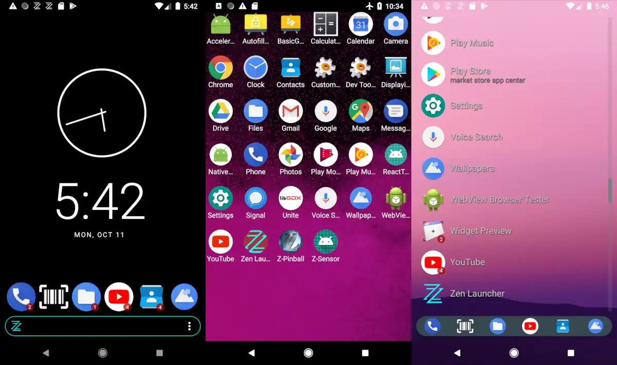 Zen Launcher - Launchers minimalistas para Android.