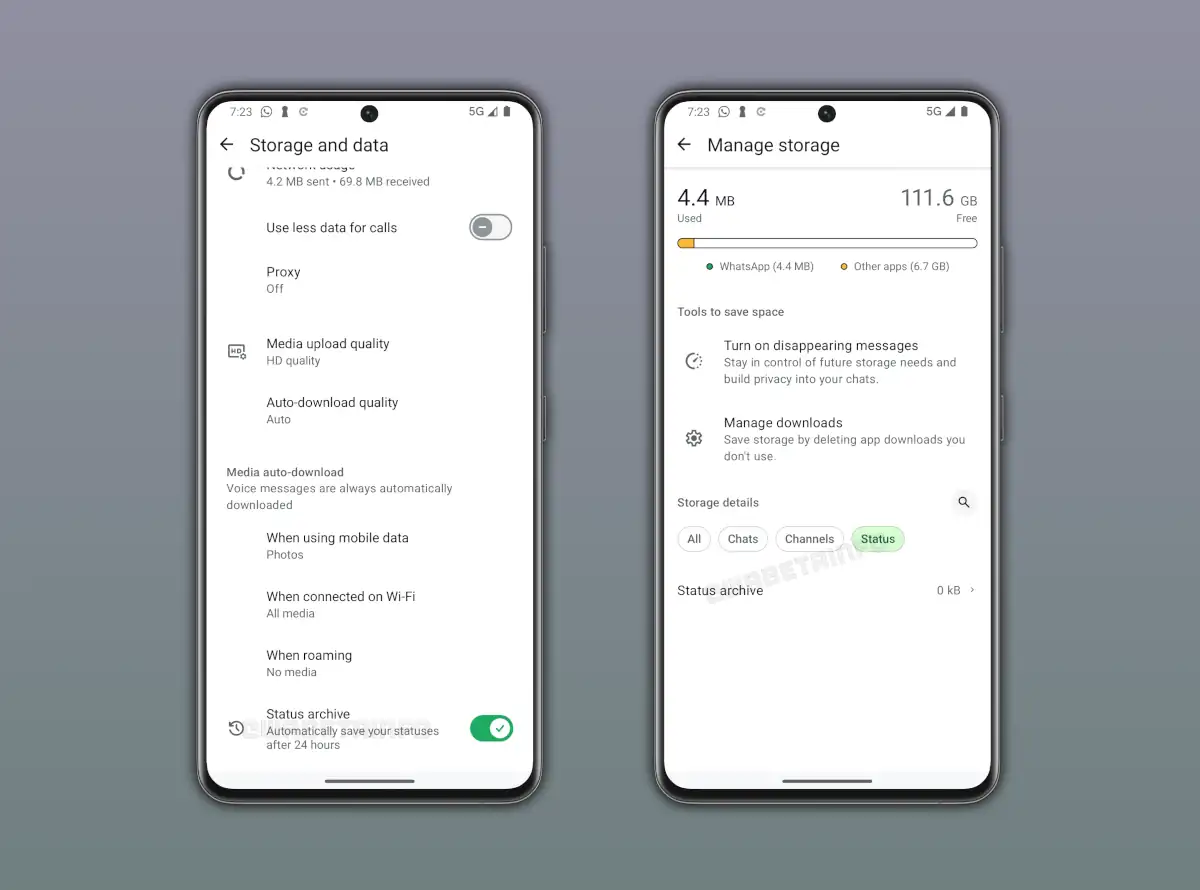 Cómo funcionará el archivo para guardar estados de WhatsApp.