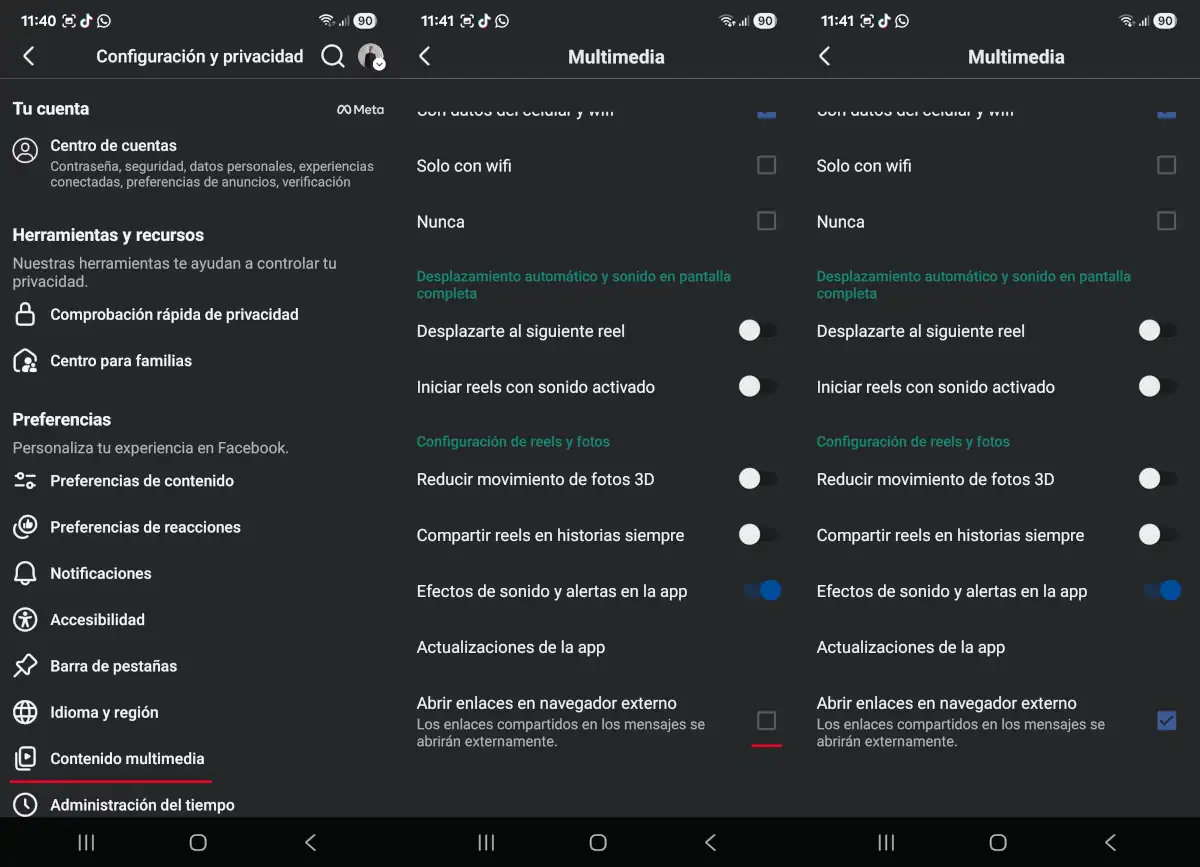 Forzar a Facebook a abrir enlaces en un navegador externo - parte 2.