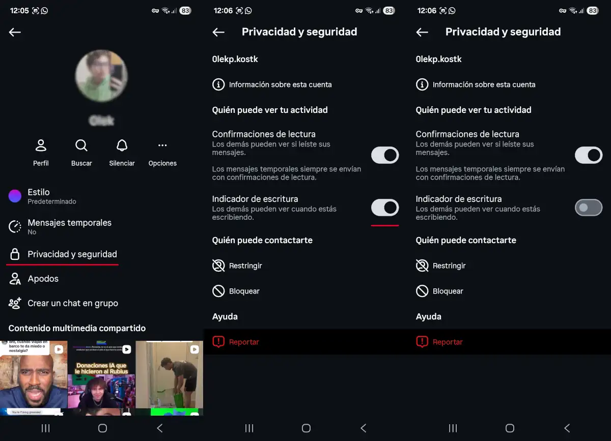 Quitar el indicador de escribiendo en Instagram - parte 2.