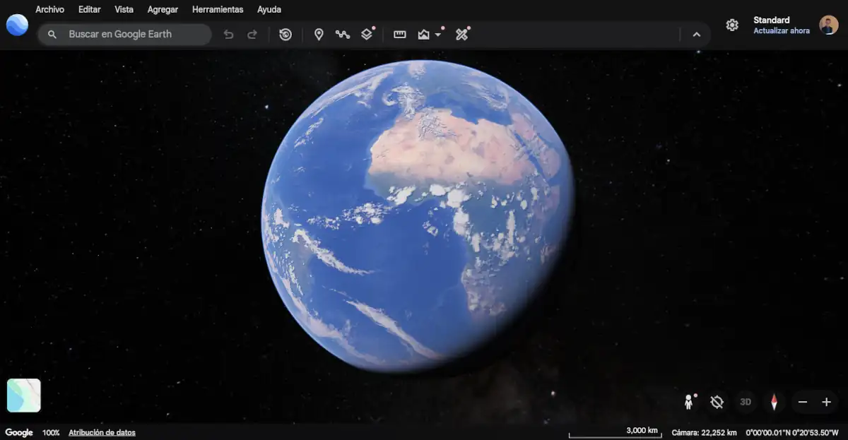 Ve a un sitio del mapa - simulador de vuelo en Google Earth.