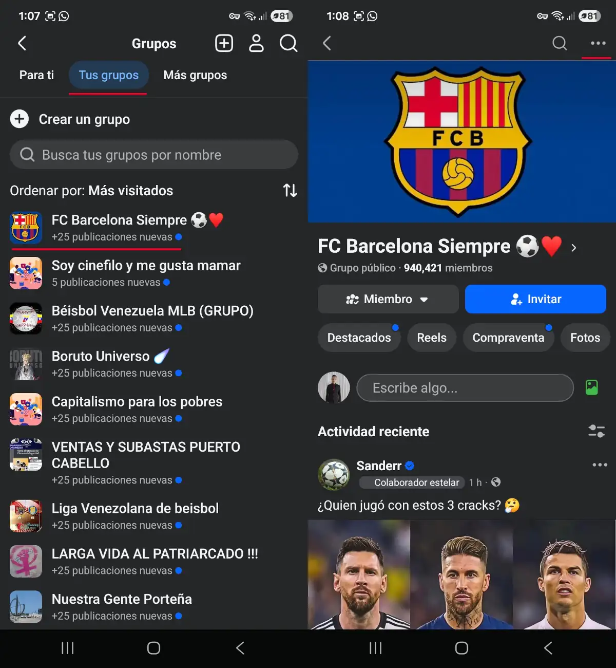 Ver la fecha en la que te uniste a un grupo de Facebook - parte 2.