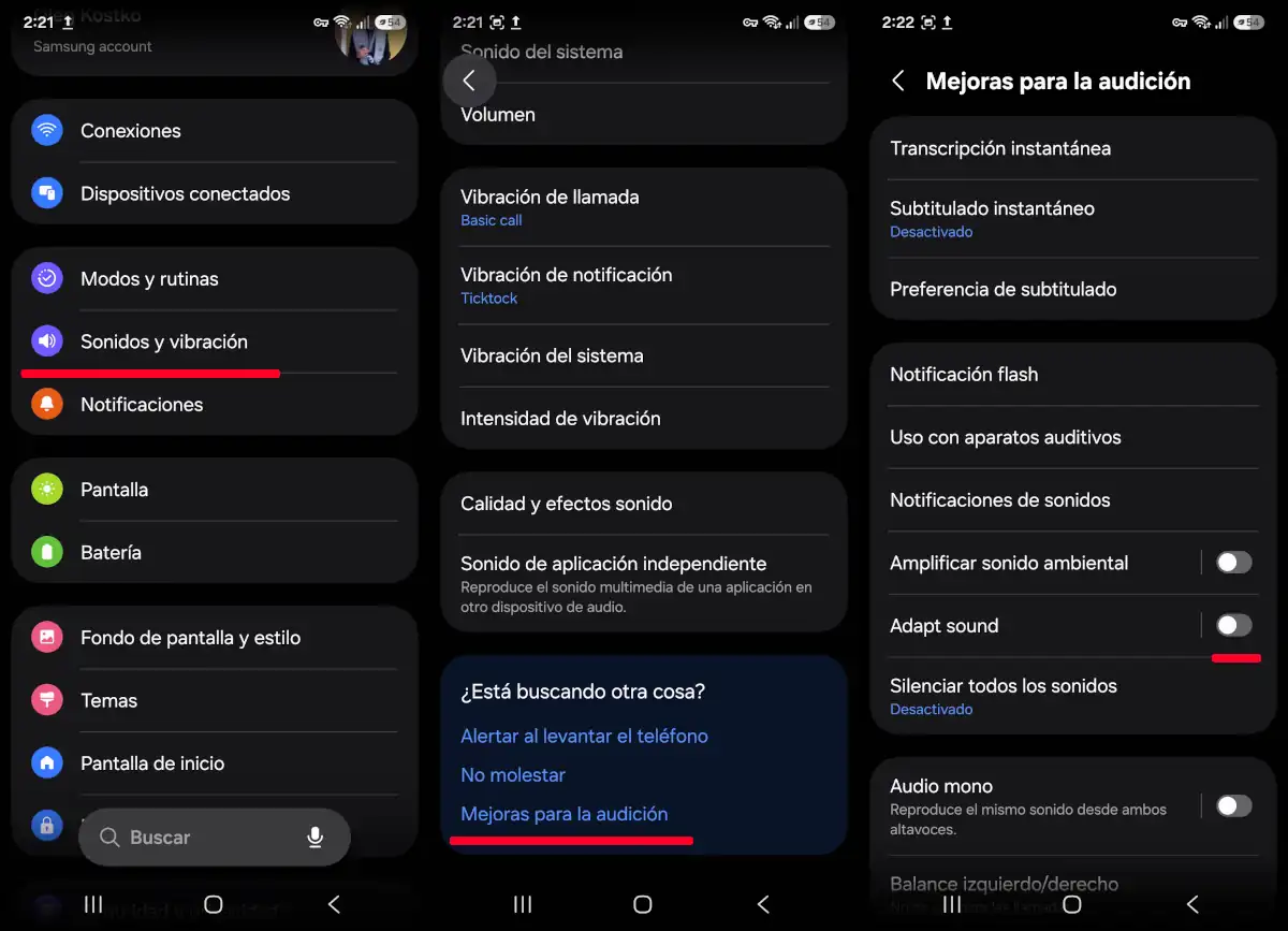 Activa el ajuste y ecualización de audio - parte 1.