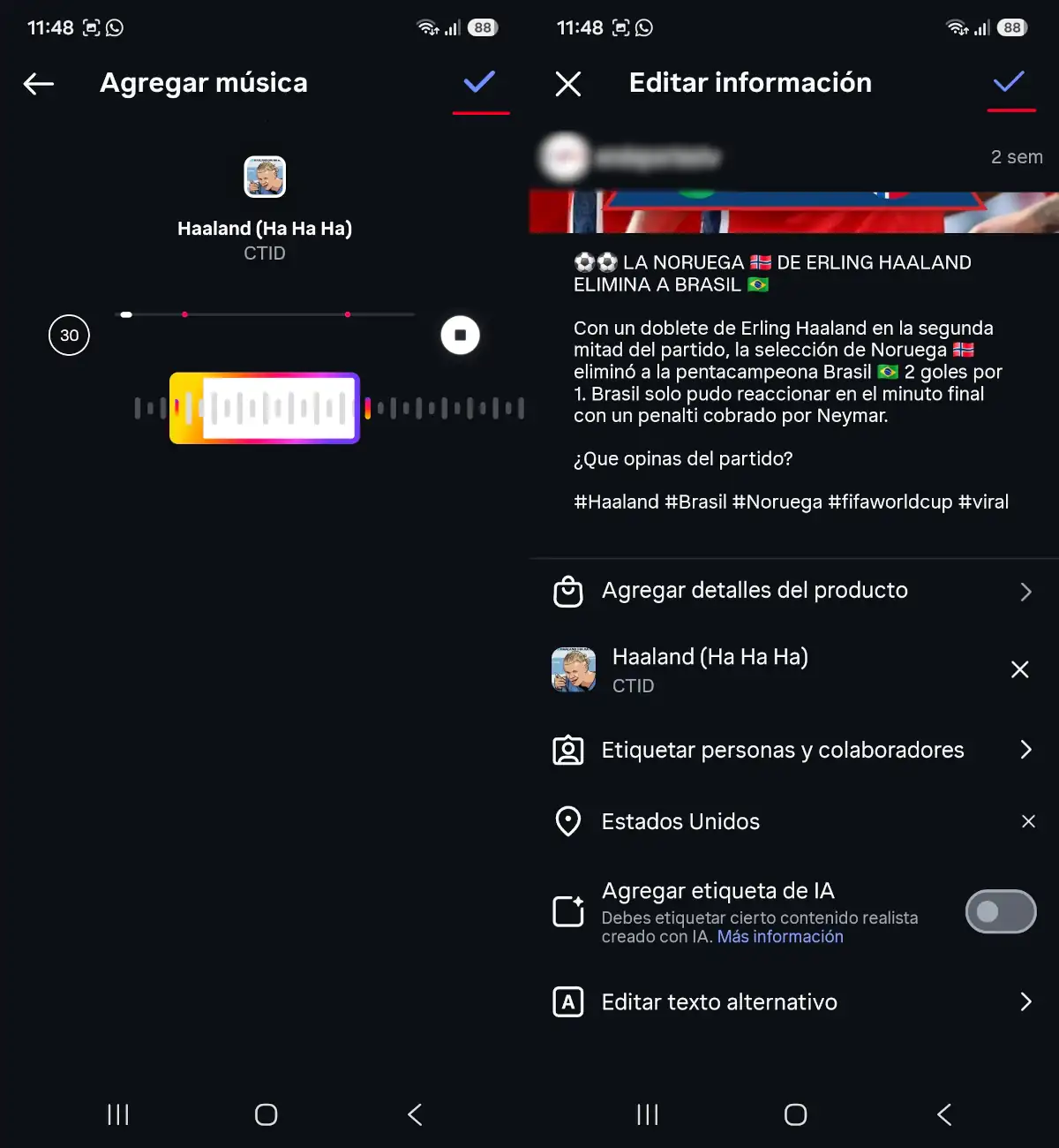 Cambiar la música de una publicación antigua en Instagram - parte 3.