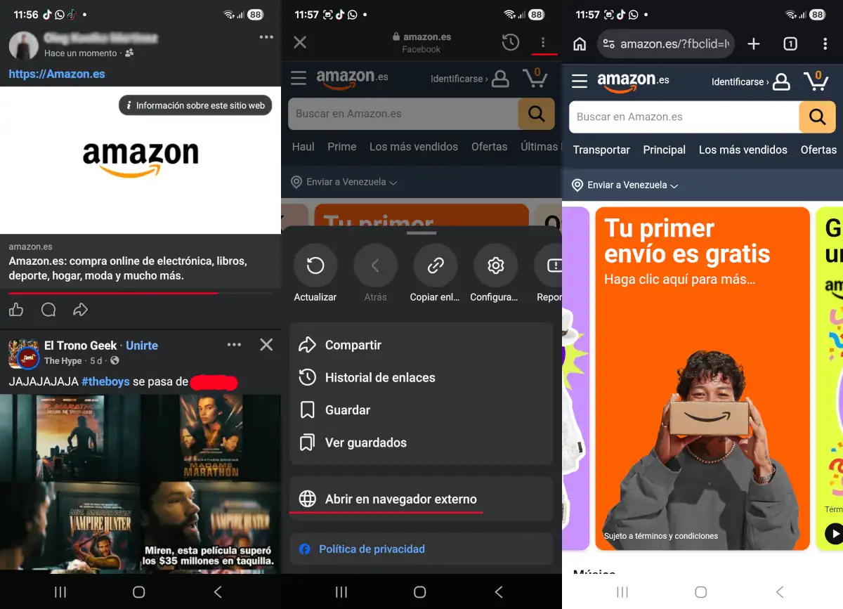 Forzar a Facebook a abrir enlaces en un navegador externo - parte 3.