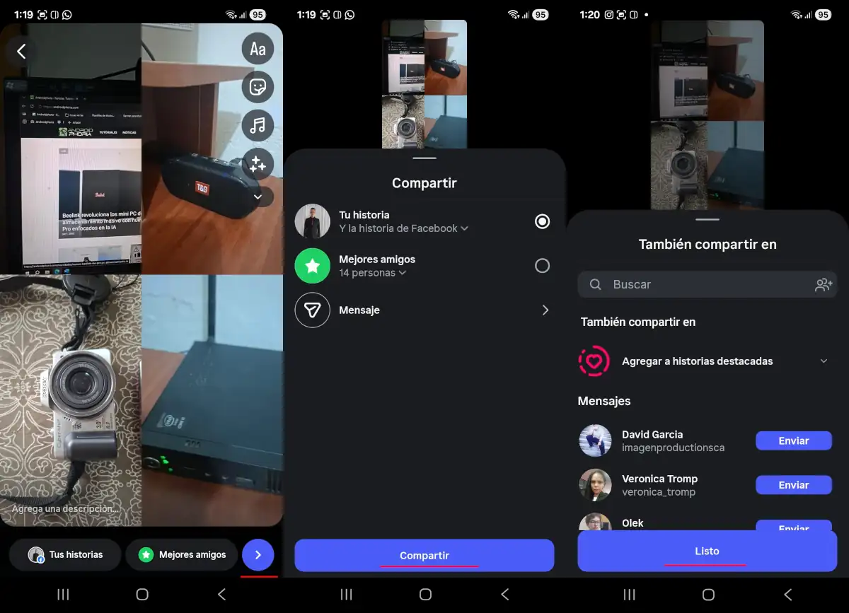 Poner varias fotos en una misma historia de Instagram - parte 2.