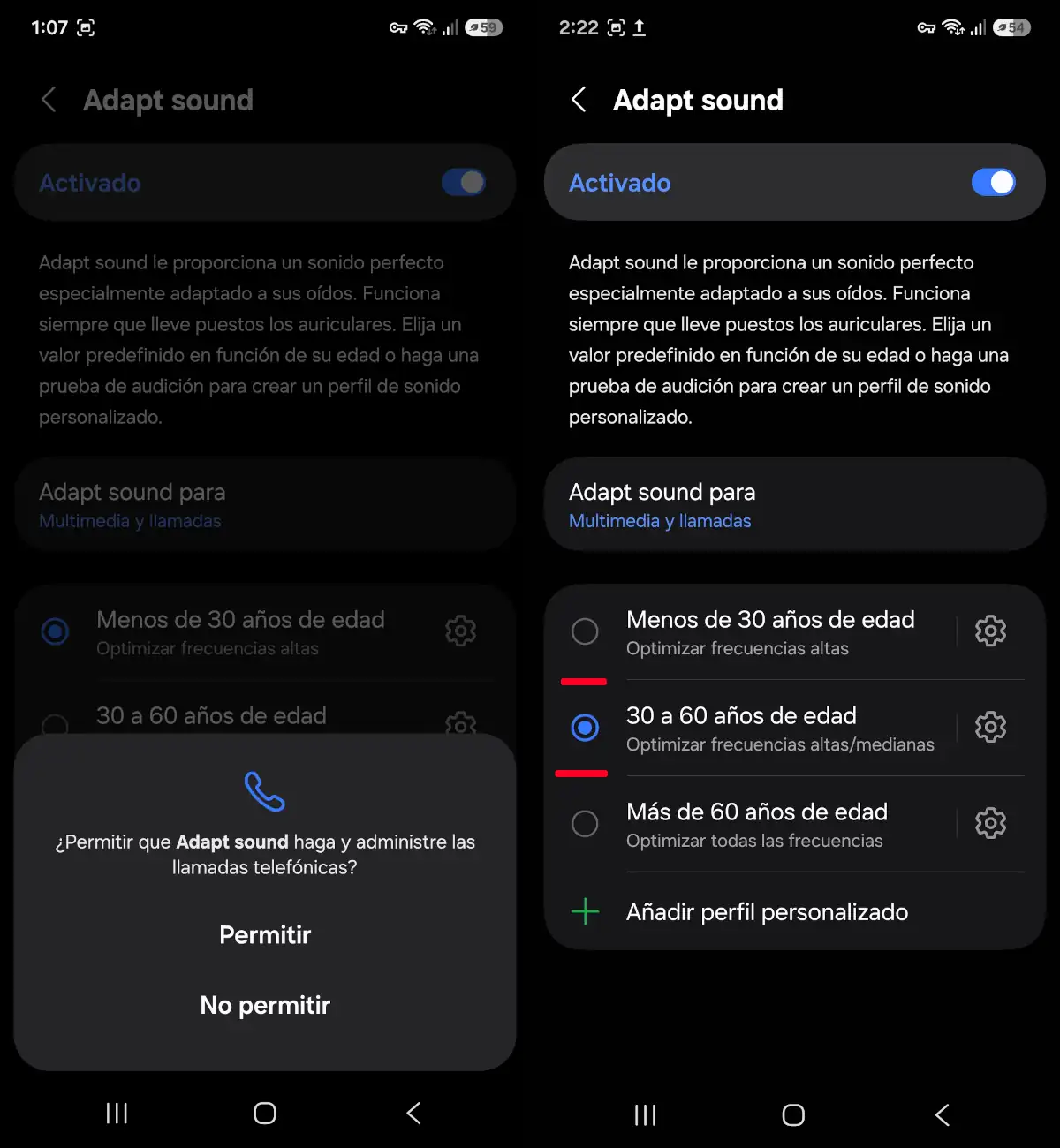 Activa el ajuste y ecualización de audio - parte 2.