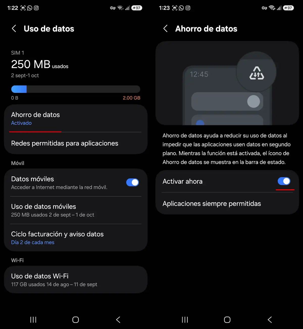 Desactiva el ahorro de datos - parte 2.