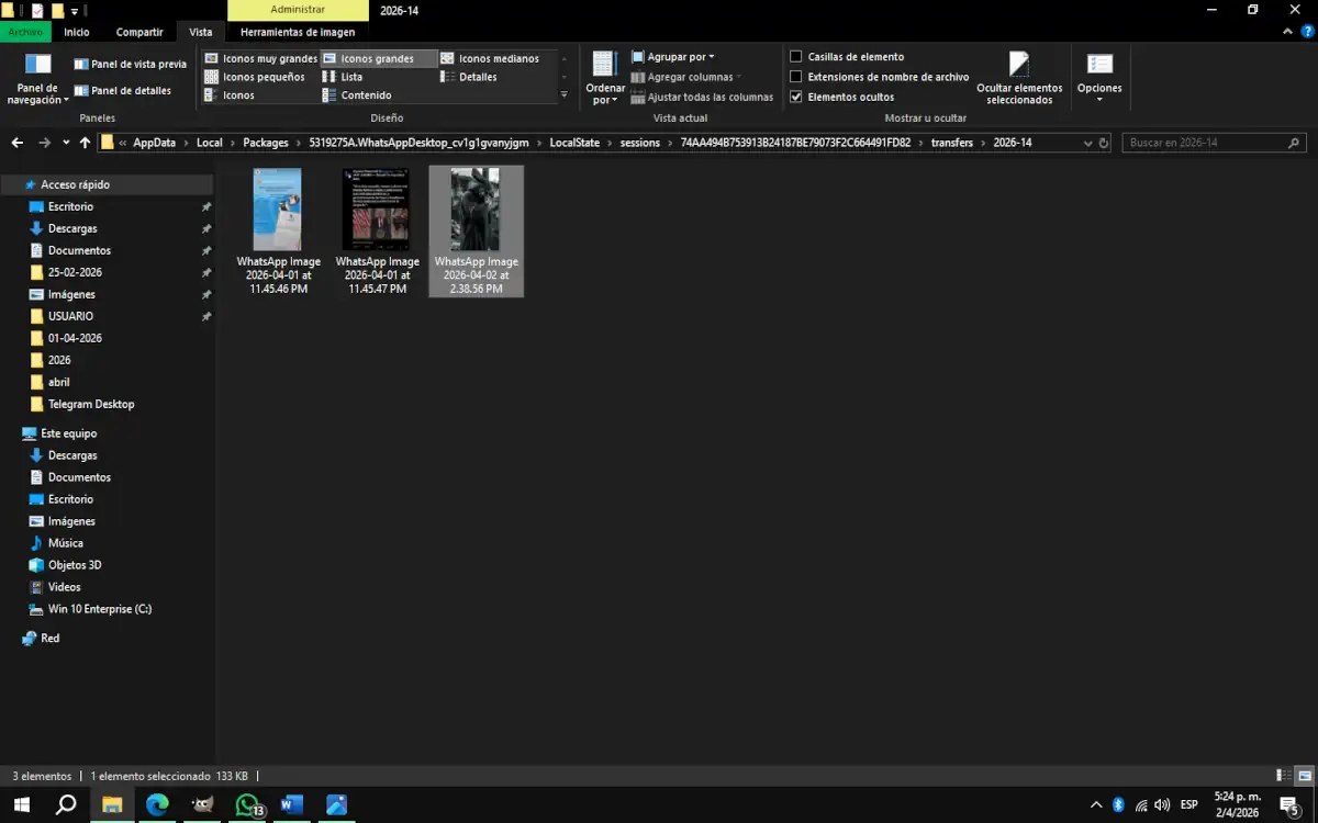 Ubicar donde se guardan los archivos de WhatsApp Escritorio en PC - parte 4.