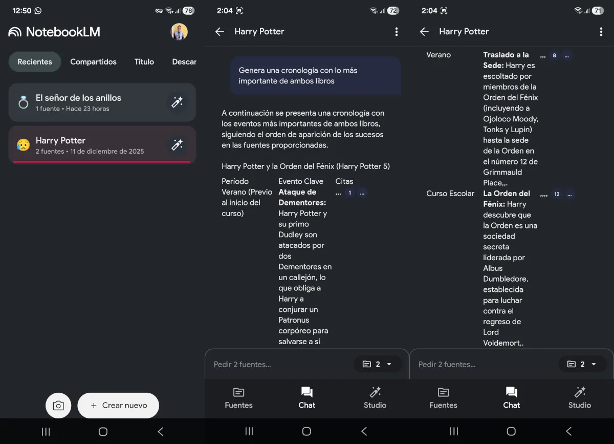 Crea una vista de la línea temporal - NotebookLM.