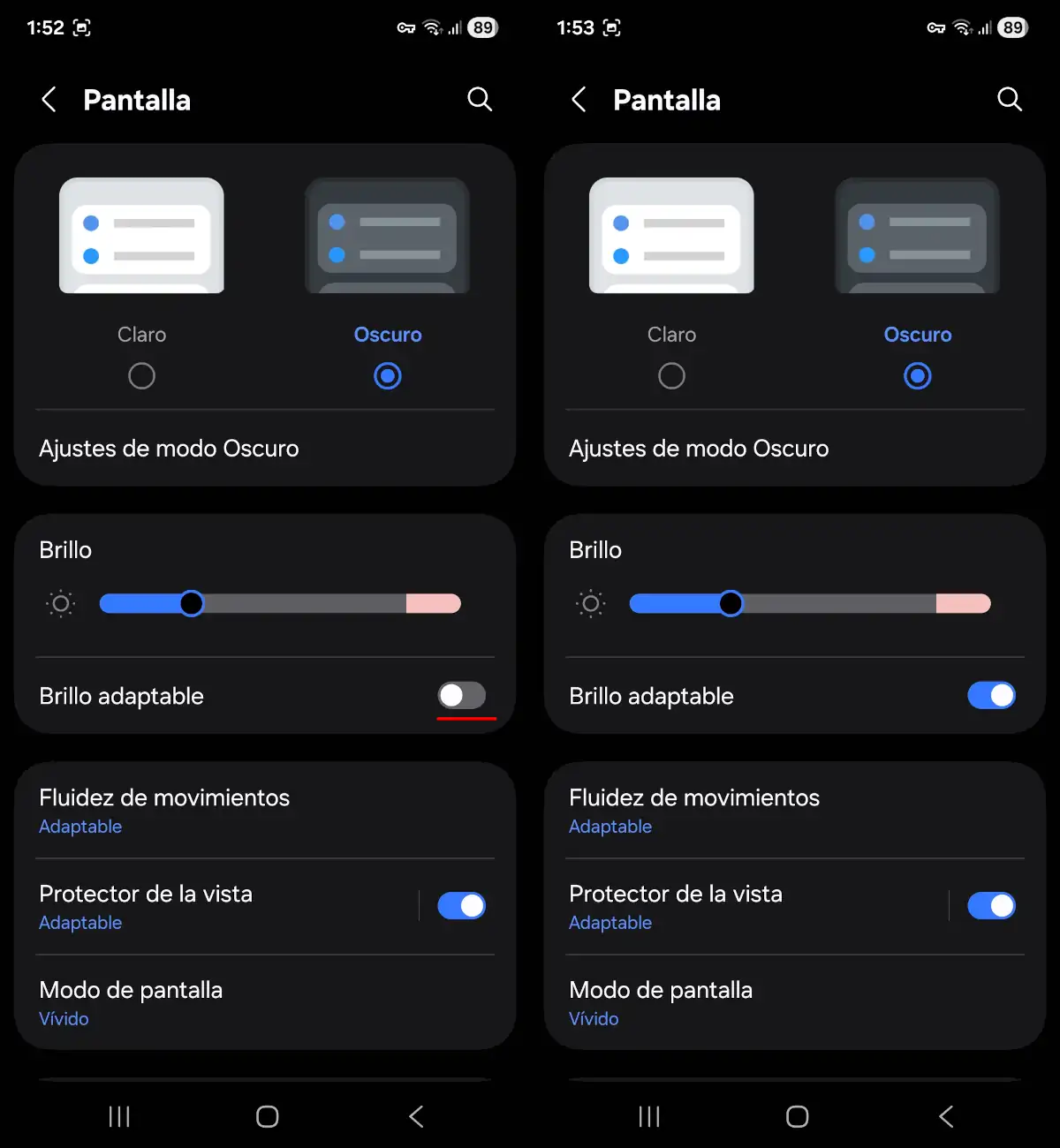 Fuerza el Modo Oscuro y activa el brillo adaptable - parte 2.
