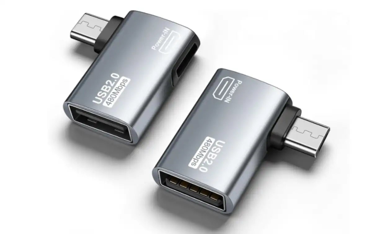 Paquete de dos adaptadores microUSB a USB-A Seminer.