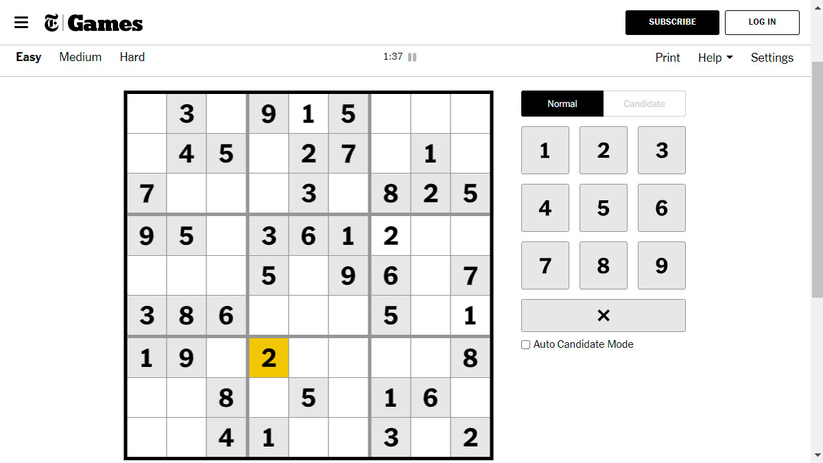 New York Times Sudoku