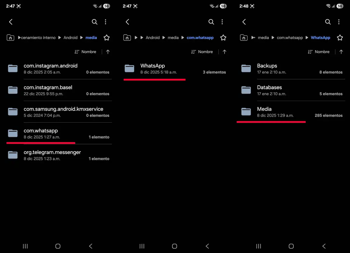 Mueve los archivos de WhatsApp dentro de tu móvil - parte 2.