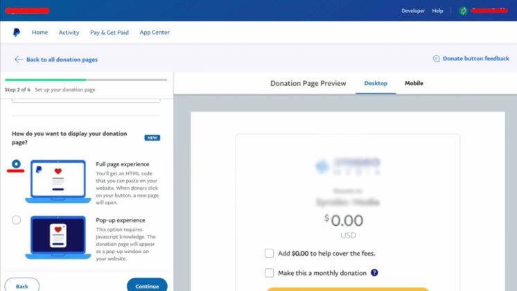 como crear un link de donaciones en paypal configuracion de pagina