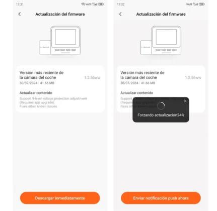 70mai Dash Cam a510 actualizacion de firmware desde la app