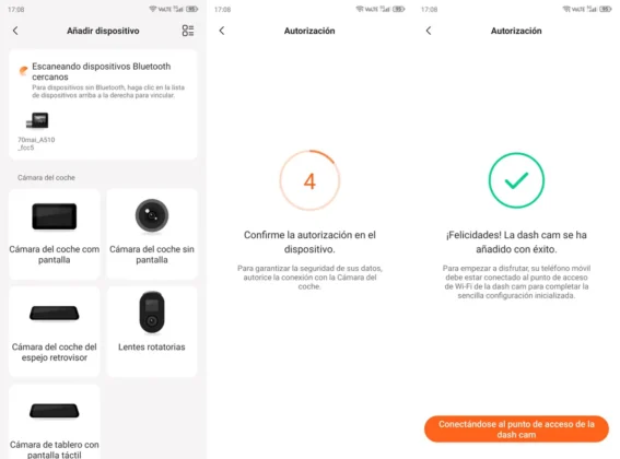 70mai Dash Cam a510 anadir camara a la app