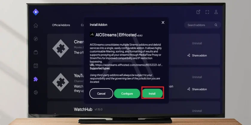 Cómo instalar AIOStreams en Stremio para Android TV, Google TV y Fire TV