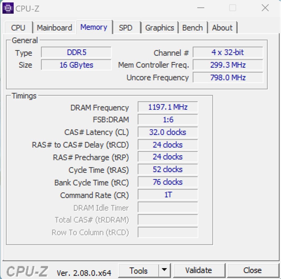 ASUS ZenBook S 13 OLED CPU-Z RAM