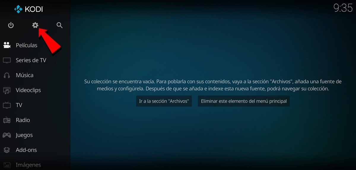 Abre Kodi y entra en la configuracion de la app