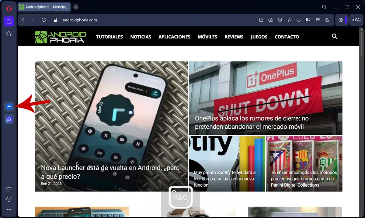 Abrir Messenger en Opera