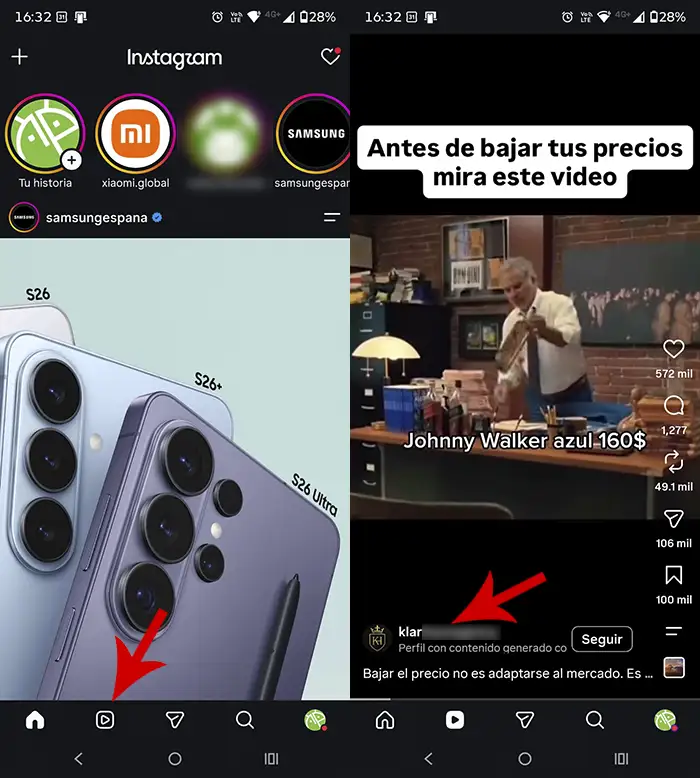 Abrir Reel y entrar en la cuenta