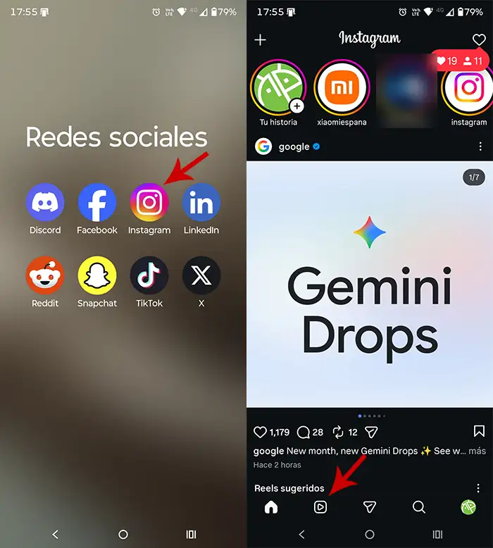 Abrir Reels de Instagram