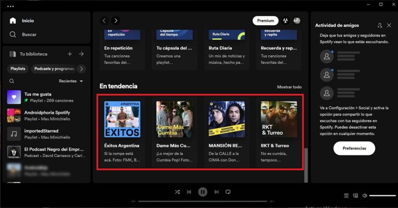 Abrir Spotify en PC y reproducir una playlist