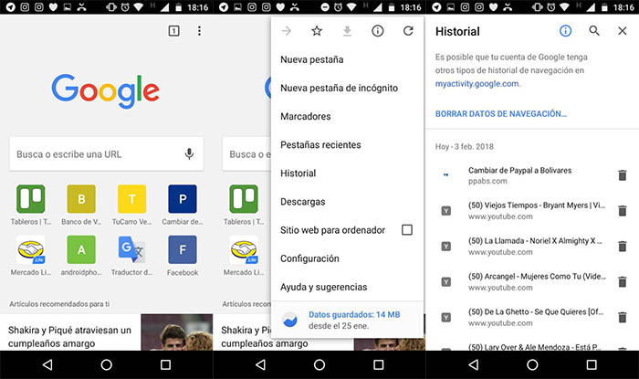 Abrir el menu de Google Chrome