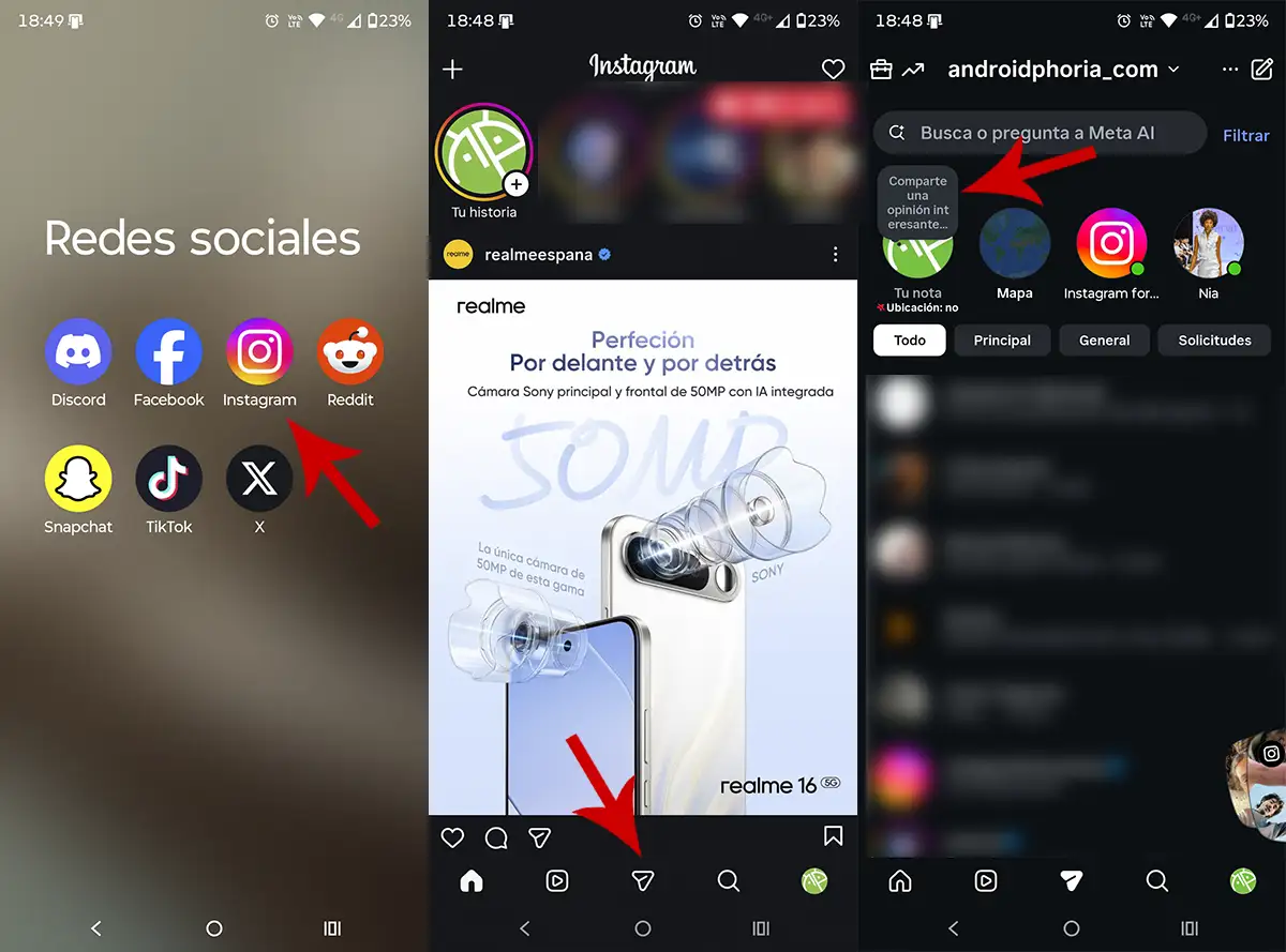 Acceder a las notas de Instagram