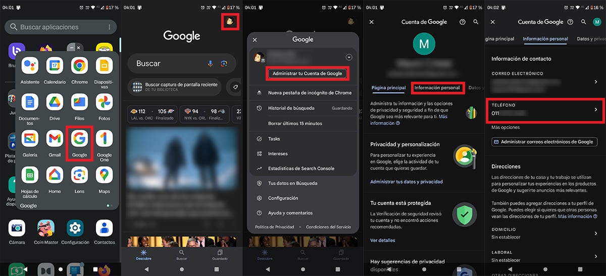 Acceder a tu información personal en tu cuenta de Google