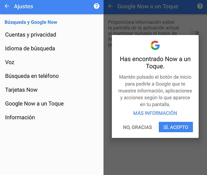 Activar Google Now a un Toque