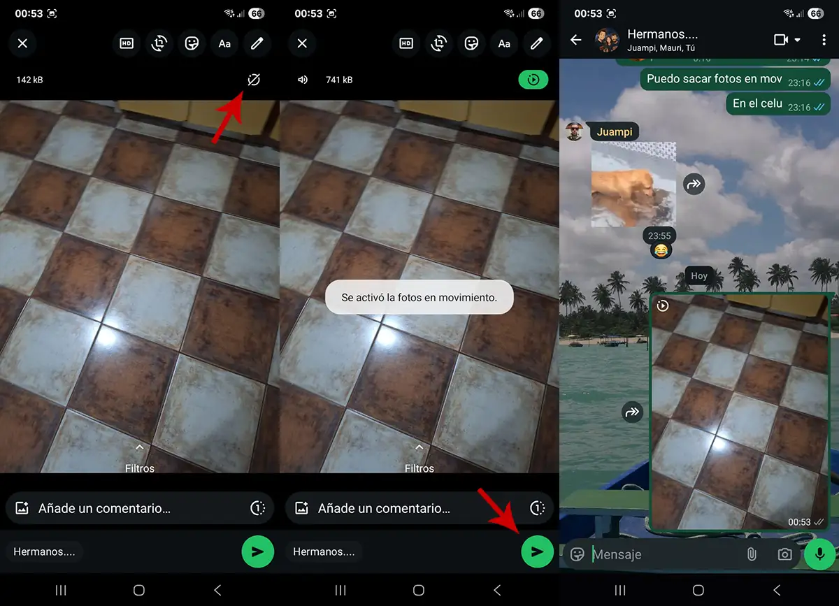 Activar Live Photo en WhatsApp