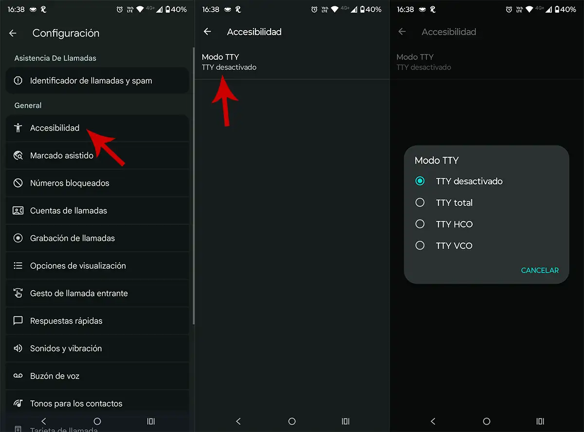 Activar TTY en Android