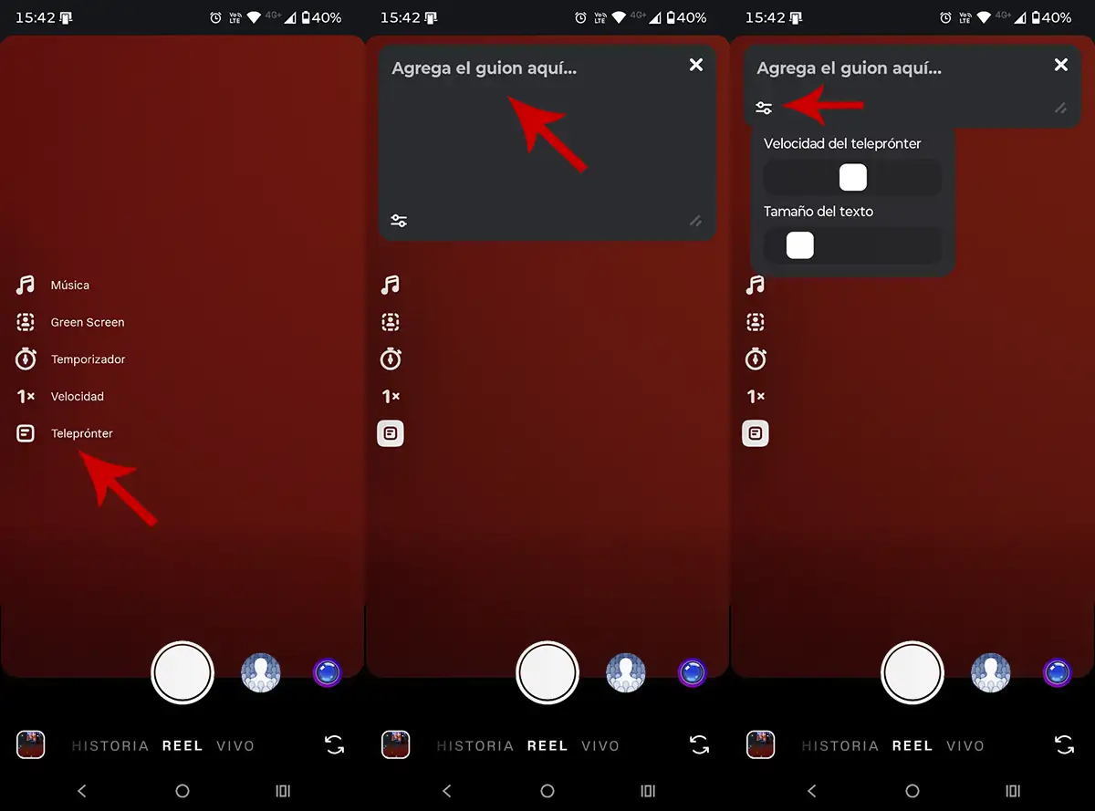 Activar Teleprónter en Instagram