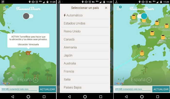 Activar VPN con TunnelBear