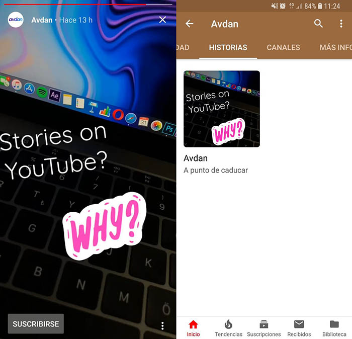Activar YouTube Stories