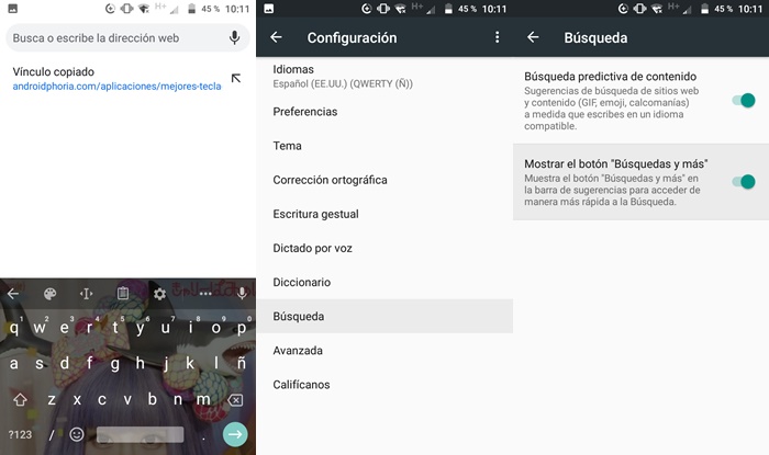 Activar boton de busqueda de google en gboard