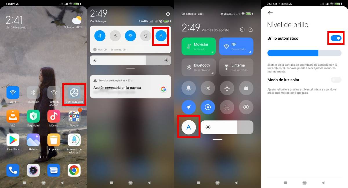 Activar brillo automático en Xiaomi