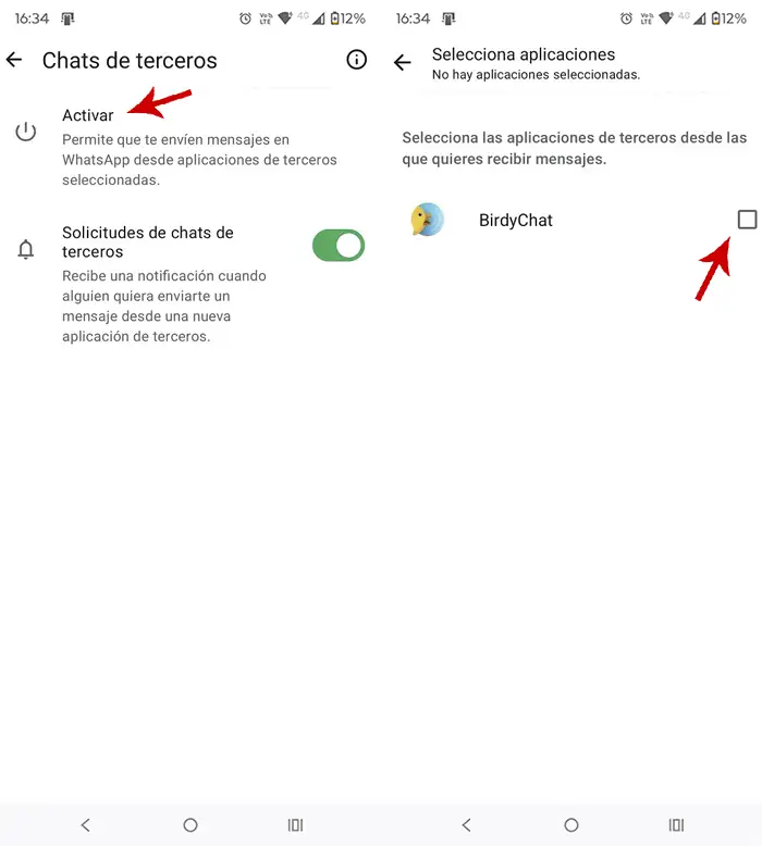 Activar chats de terceros WhatsApp