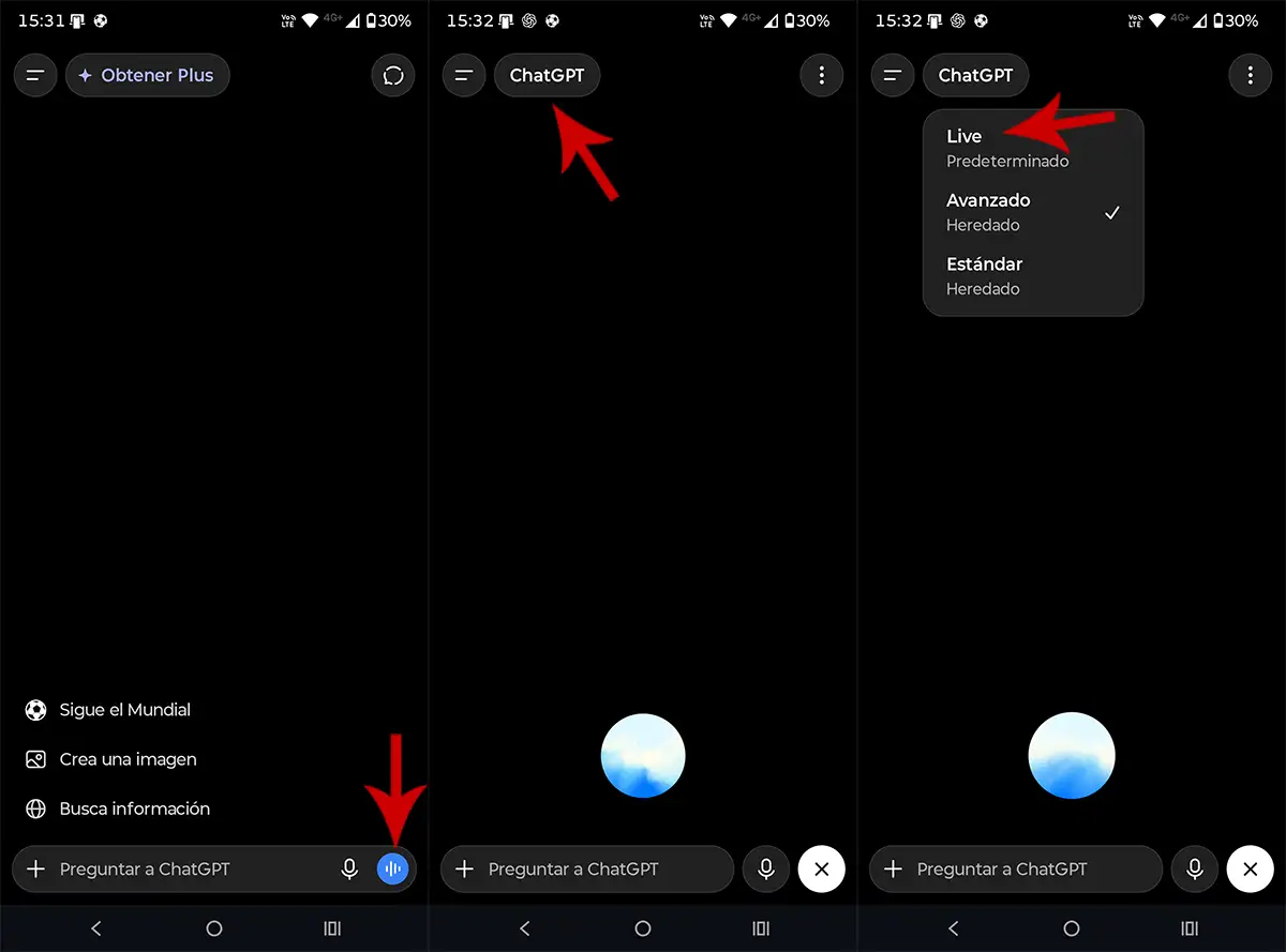 Activar el modo de voz Live ChatGPT