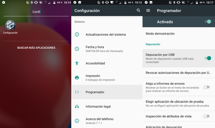 Activar el modo depuración por USB en Android