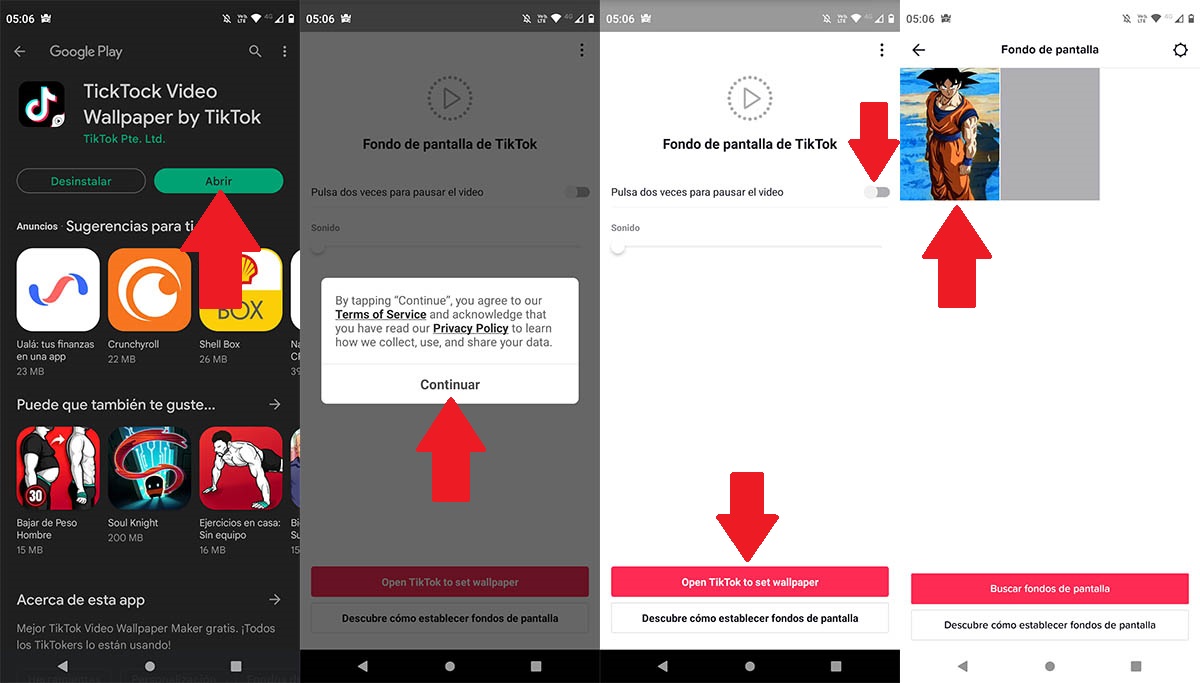 Activar fondo de pantalla de Goku en TikTok